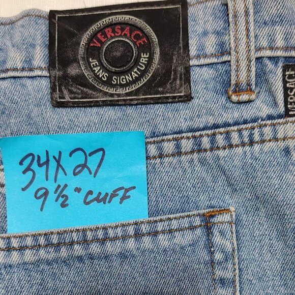 34X27 VERSACE LIGHT BLUE DENIM JEANS - Picture 2 of 4